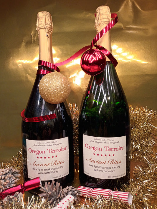 A Very Rare PAIR OF MAGNUMS with 30-year-old Ancient Rites Rare Aged Sparkling Riesling (sec + demi-sec)