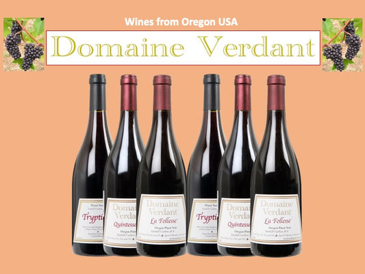 To årgange af Domaine Verdant's Classic Estate Pinot Noirs (Yamhill-Carlton AVA) 2015 og 2018 Domain Verdant Pinot Noir 6-Pack